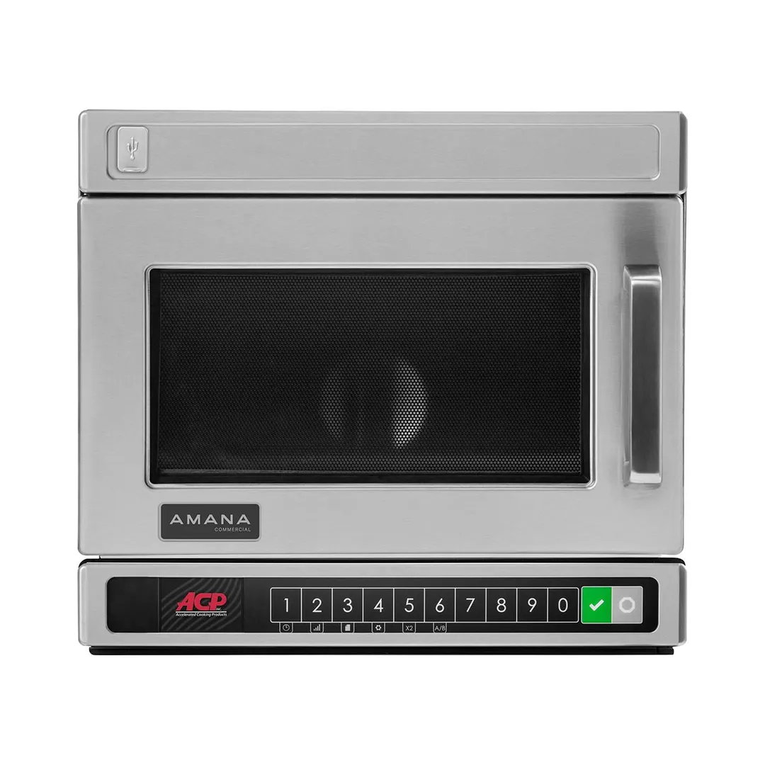 Amana HDC18Y2 1800W Commercial Countertop Microwave Oven, 0.6 Cu. Ft., Push Button, 208/240V