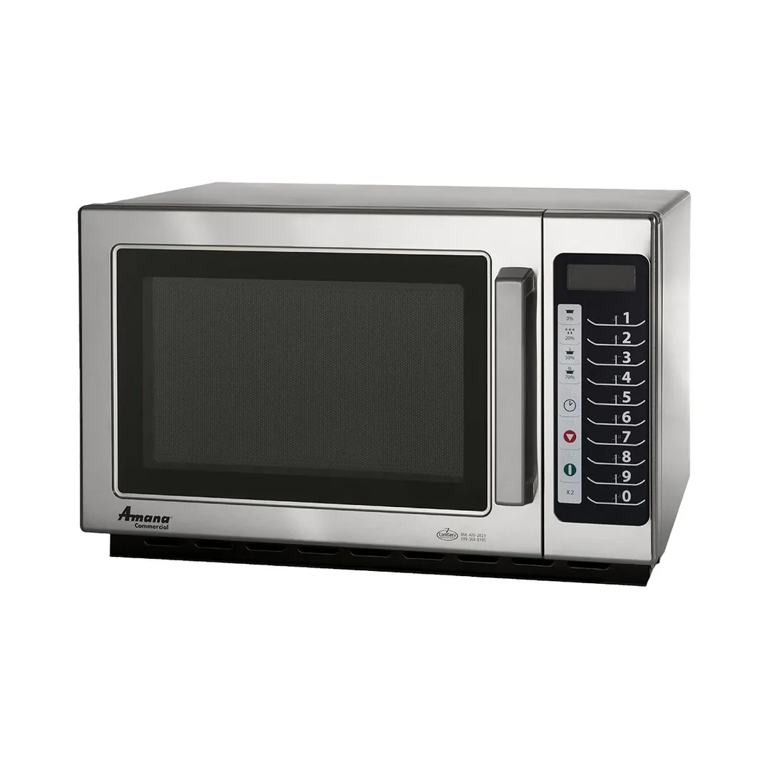 Amana RCS10TS 1000W Medium Duty Commercial Microwave Oven, 1.2 cu. Ft., Push Button, 120V