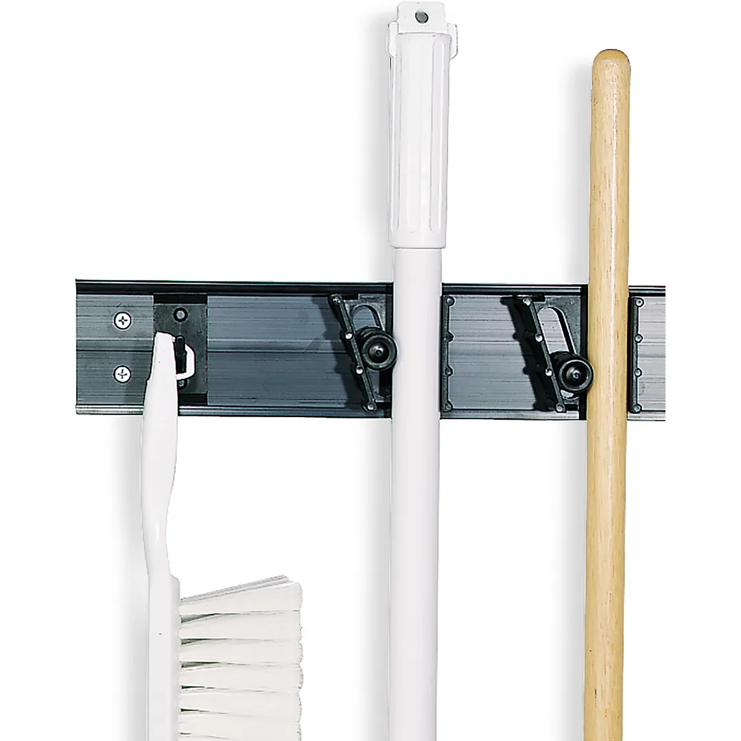 Carlisle 4073100 Flo-Pac ’N Grip Broom/Brush Holder, 18" Long, 16" On-Center Wall-Mount, Plastic
