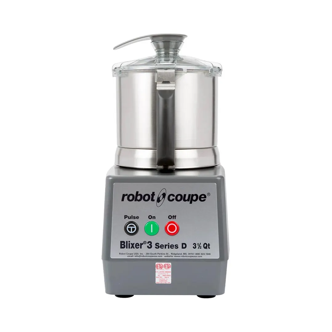 Robot Coupe BLIXER3 Food Processor, 3.7-L Stainless Steel Batch Bowl, 1-Speed, 1 1/2 hp