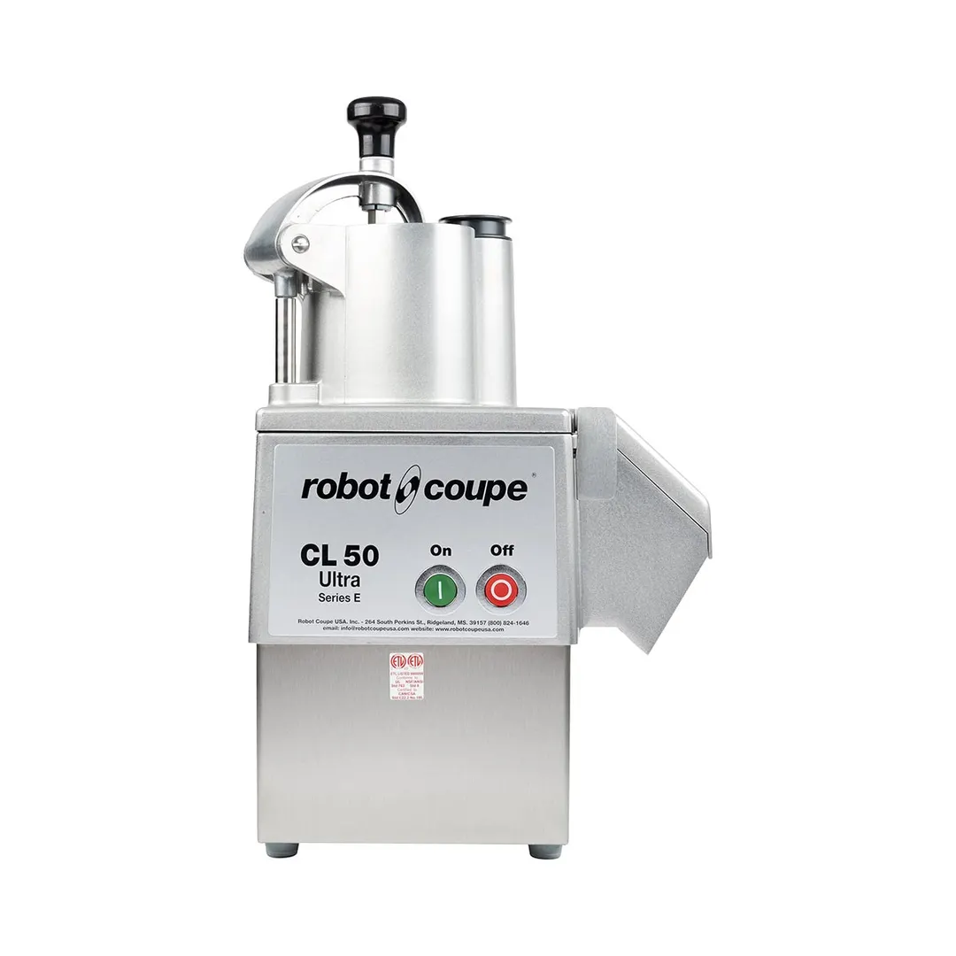 Robot Coupe CL50EULTRA5DISCS 1.5 HP 425 RPM Slicer, 3mm/6mm Slice, 3mm Grate, 10mm Dice, (2 )Hopper, 120V