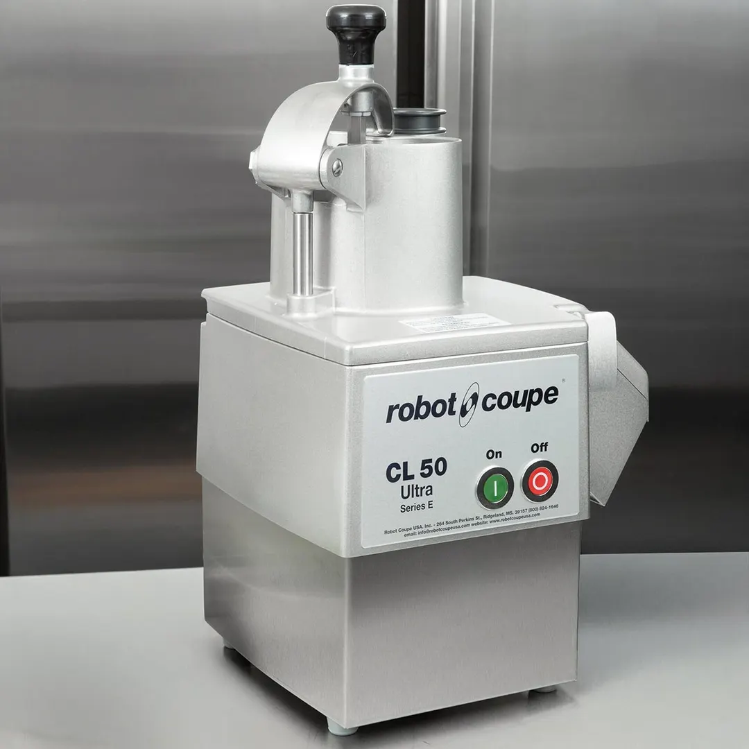 Robot Coupe CL50EULTRA5DISCS 1.5 HP 425 RPM Slicer, 3mm/6mm Slice, 3mm Grate, 10mm Dice, (2 )Hopper, 120V