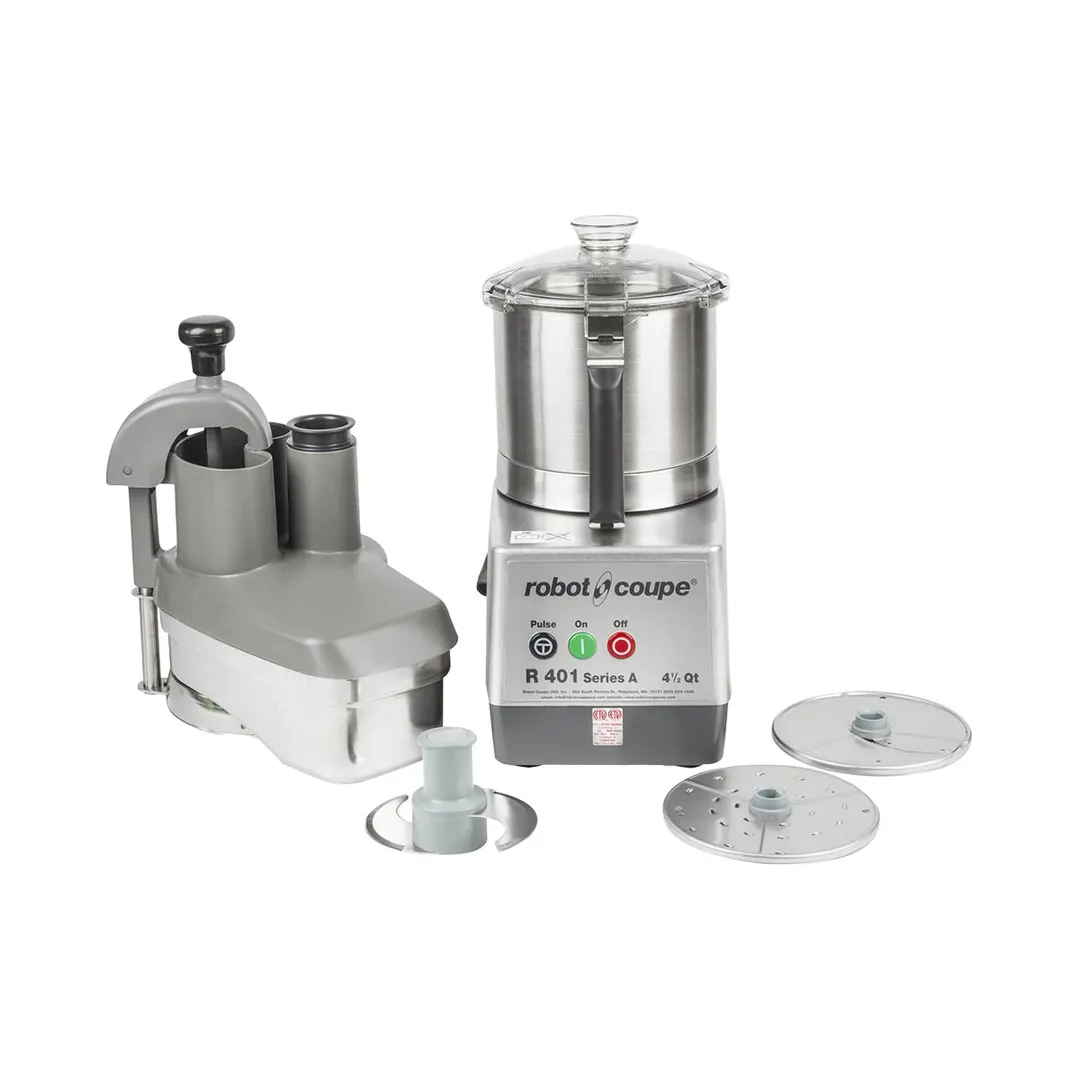 Robot Coupe R401 Combination Food Processor, 4.5L Stainless Steel Bowl with Handle, 1.5 HP, 1725 RPM