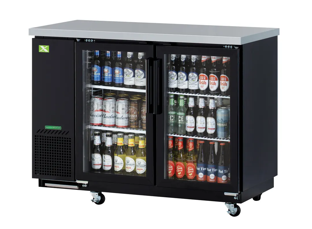 RefrigerationX XBB-24-48SG-N6 Back Bar Cooler 49"W×24"D×35"H 12.2 cu.ft Black Steel Glass R‑600a