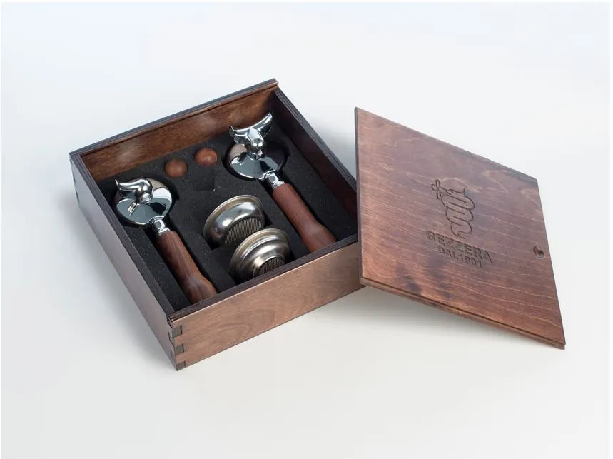 AMPTO 5963153 Espresso Knock Box with E61 Filter Holder (1‑2 Cup), Three Wooden Knobs