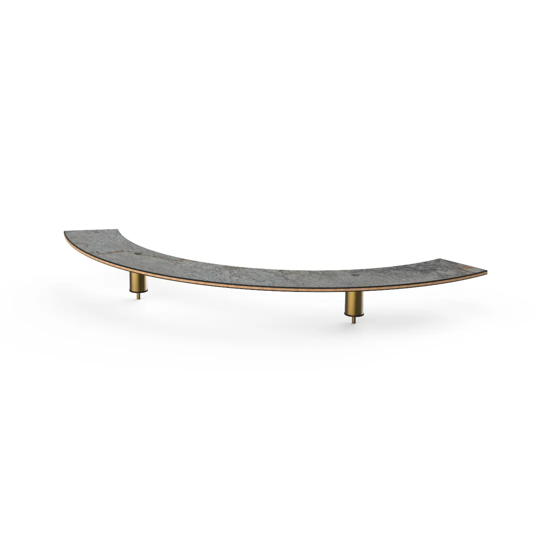 Steelite MGCIAF01GBXX 76" Buffet Table, Grey Slate BHP Laminate, Bamboo Core, Brushed Brass Legs