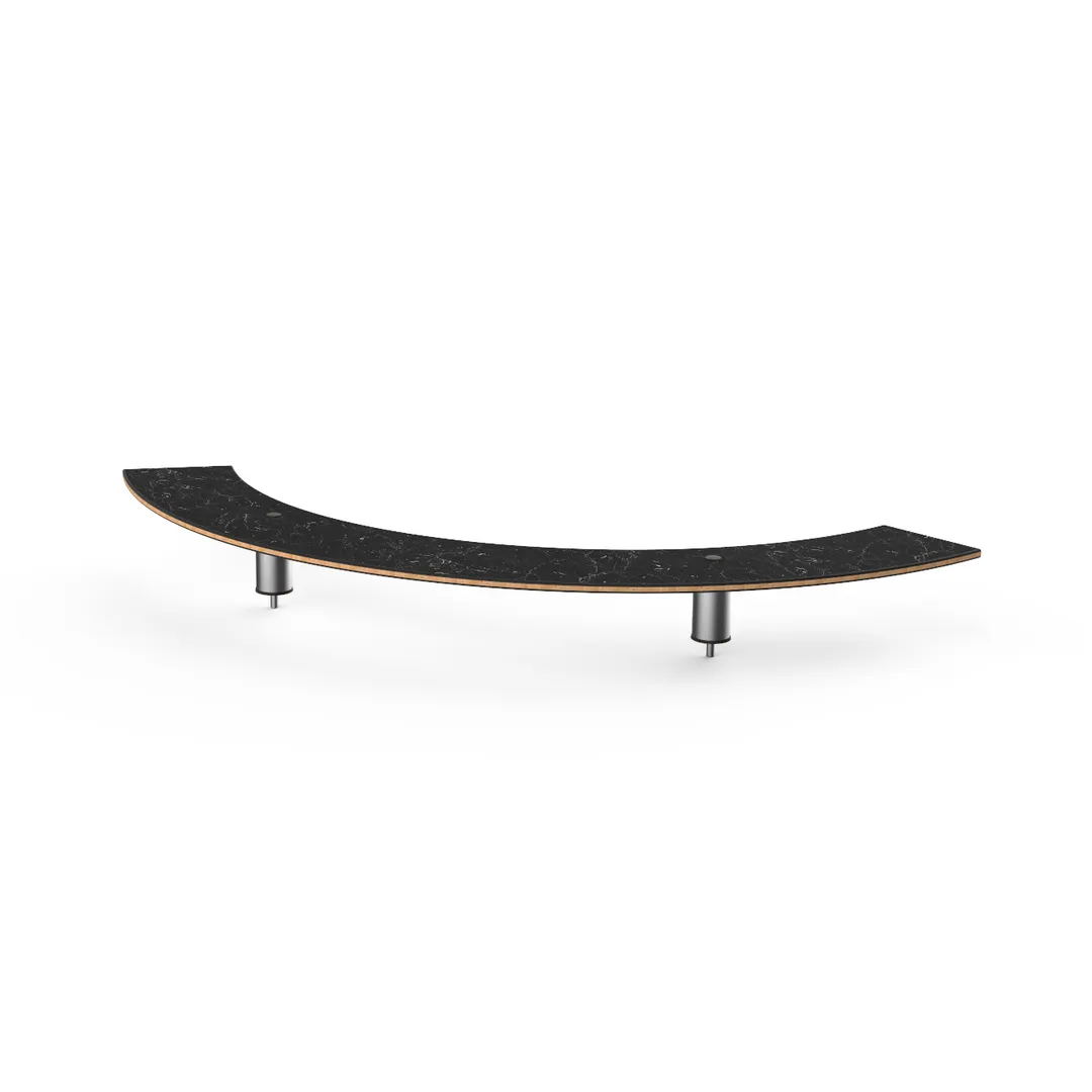 Steelite MGCIAF01MSXX 76" Buffet Table, Nero Marquina Marble BHP Laminate Top, Brushed Stainless Steel Legs