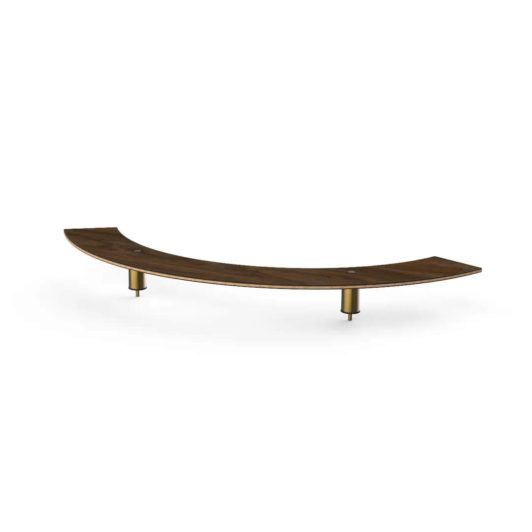 Steelite MGCIAF01WBXX 76" Buffet Extension Shelf, Half Round, Bengali Mango Wood BHP Laminate Top, Brushed Brass Legs