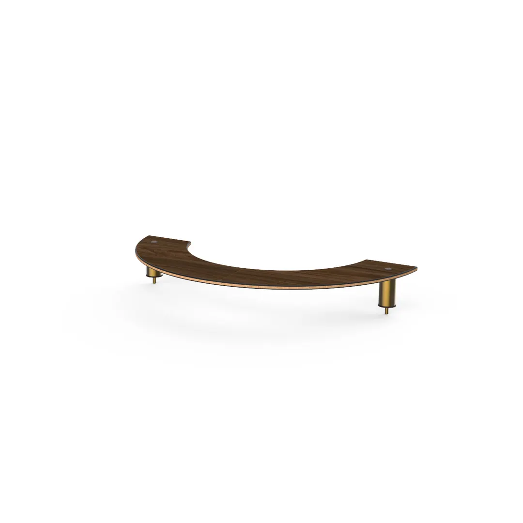 Steelite MGCIAF02WBXX 53" Buffet Table, Half Round, Bengali Mango Wood BHP Laminate, Brushed Brass Legs