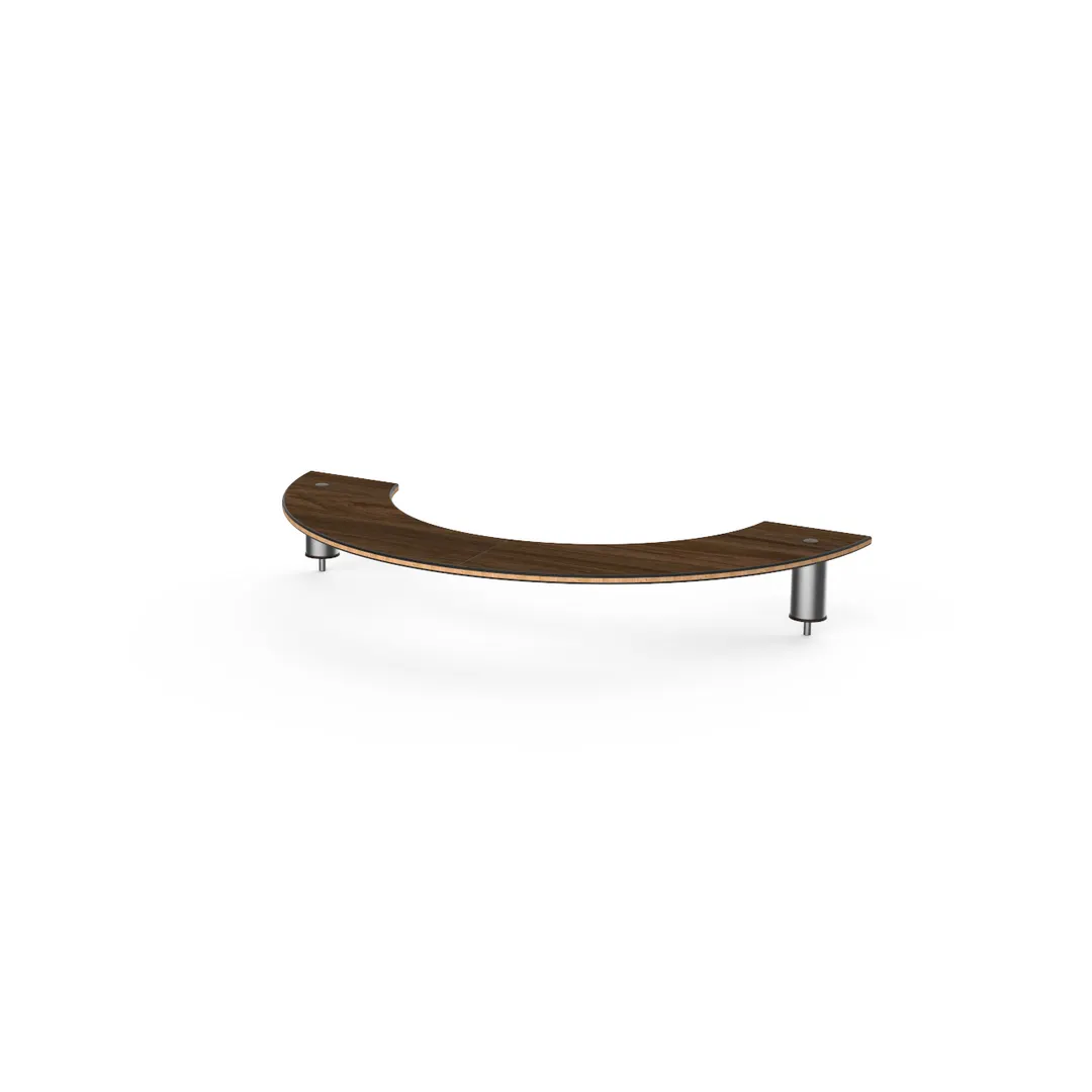 Steelite MGCIAF02WSXX 53" Buffet Table, Half Round, Bengali Mango Wood BHP Laminate Top, Brushed Stainless Steel Legs