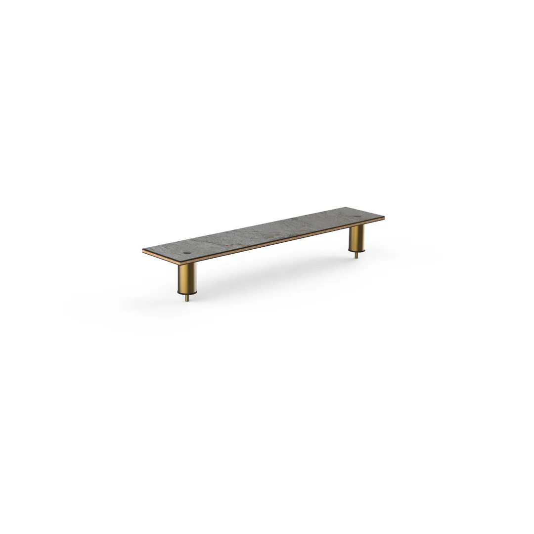 Steelite MGCIAF03GBXX 47" Grey Slate BHP Laminate Buffet Table with Bamboo Core and Brushed Brass Legs