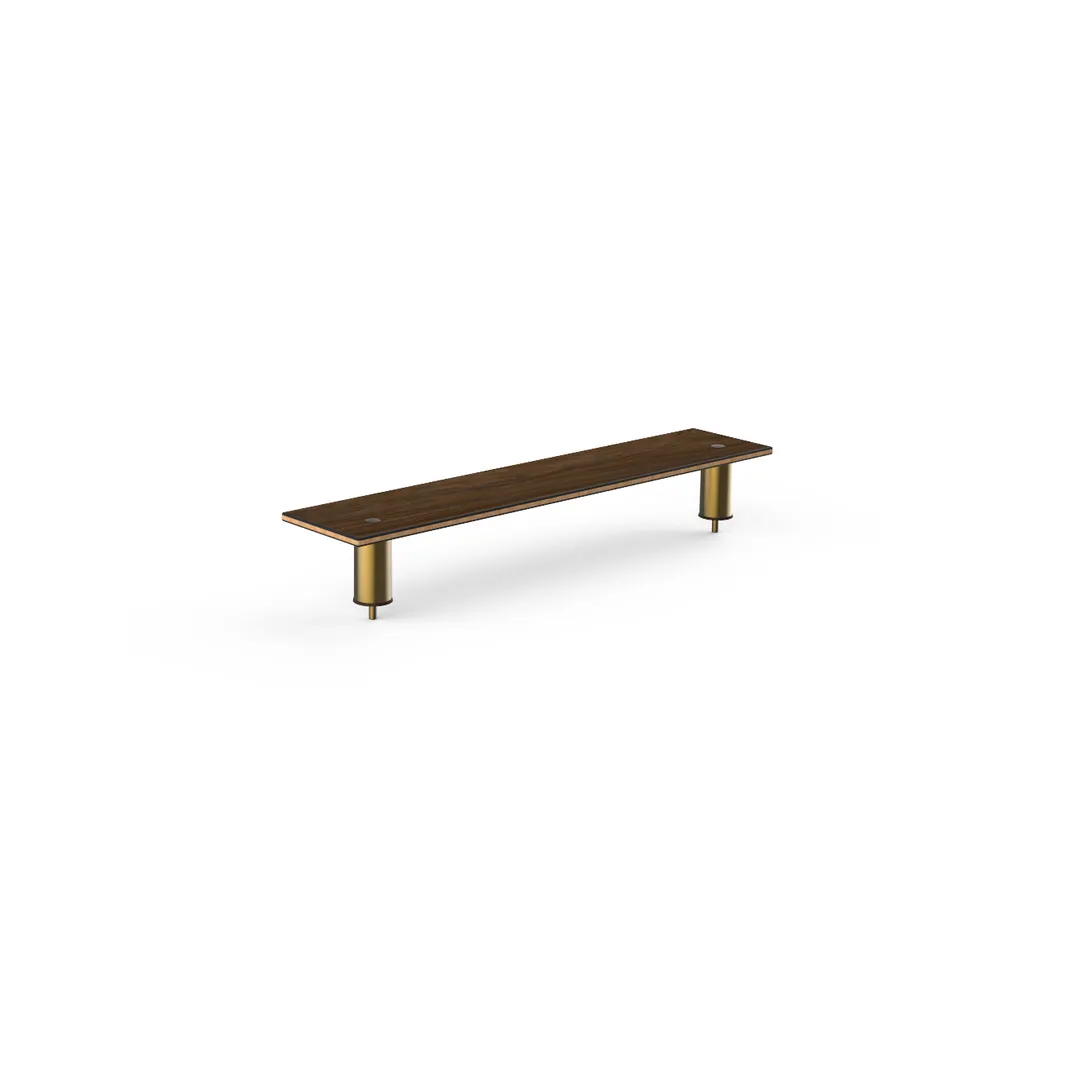 Steelite MGCIAF03WBXX 47" Buffet Table, Bengali Mango Wood BHP Laminate, Brushed Brass Legs, 10"D x 6.5"H