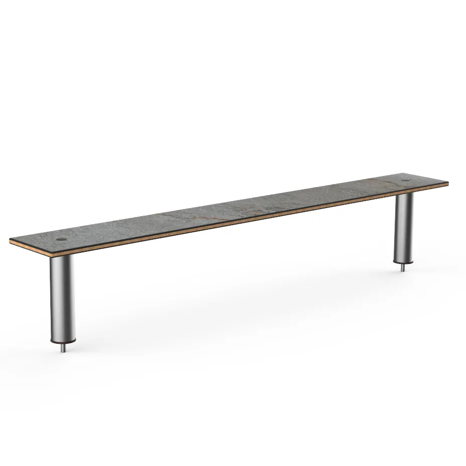 Steelite MGCIAF04GSXX 71" Buffet Table, Grey Slate Laminate Top, Brushed Stainless Steel, 9-1/2"D x 12-1/2"H