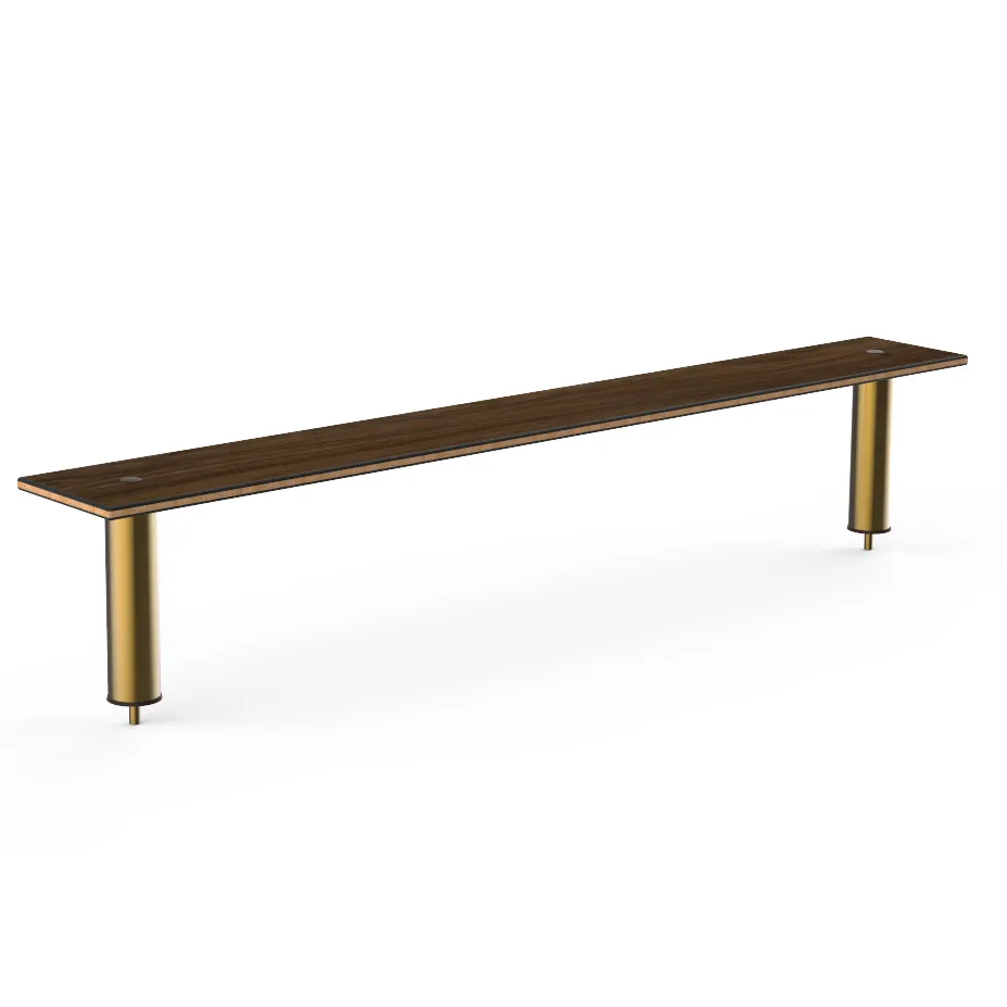 Steelite MGCIAF04WBXX 71" Modular Classic Buffet Shelf, Bengali Mango Wood BHP Laminate Top, Brushed Brass Segments
