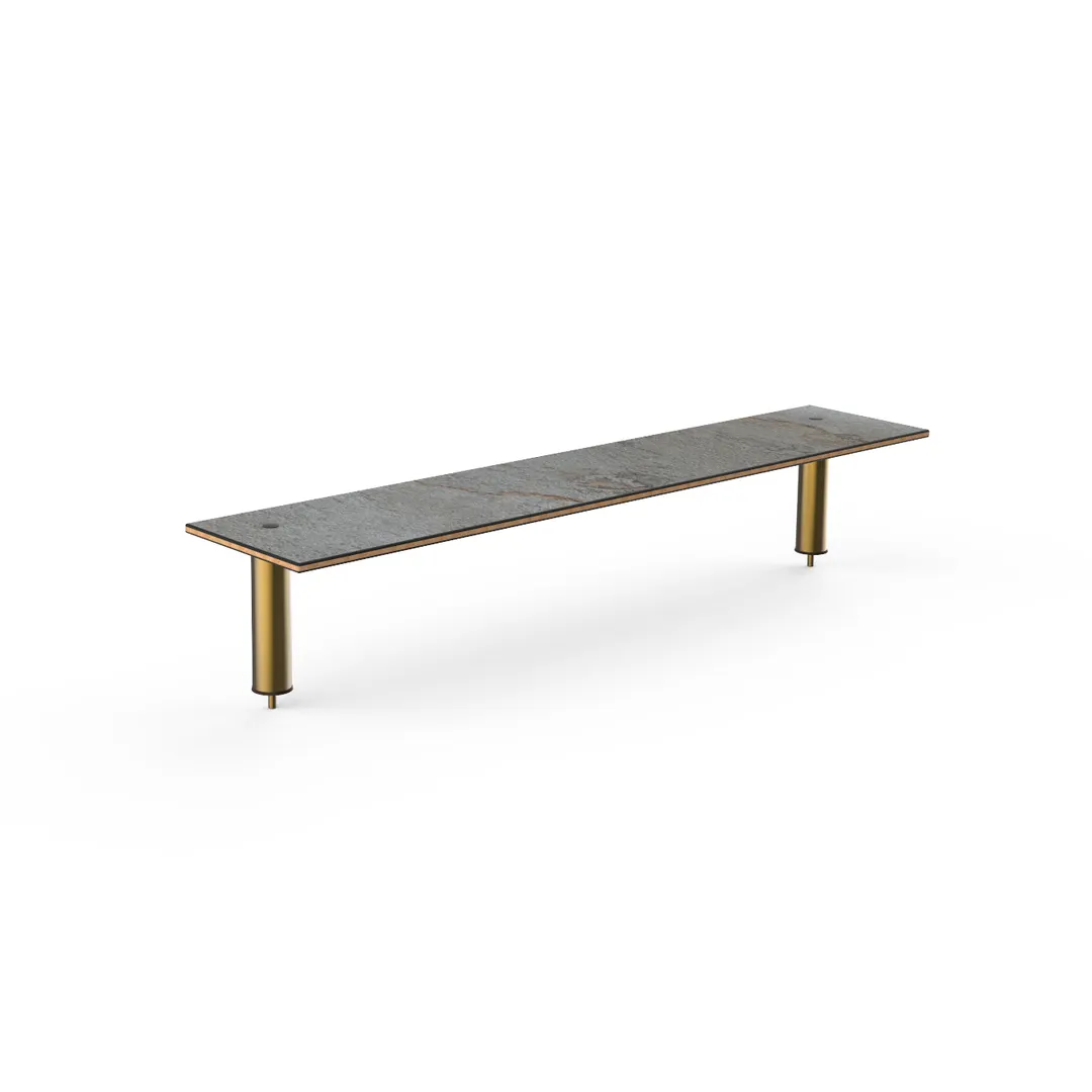 Steelite MGCIAF06GBXX 71" Modular Classic Bar Shelf, Grey Slate BHP Laminate, Bamboo Core, Brushed Brass Segments