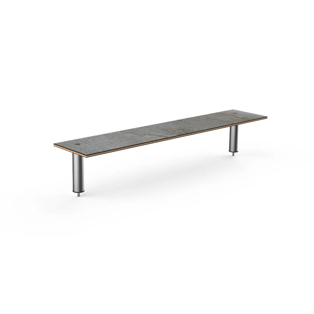 Steelite MGCIAF06GSXX 71" Buffet Table, Grey Slate Laminate Top, Brushed Stainless Steel Frame