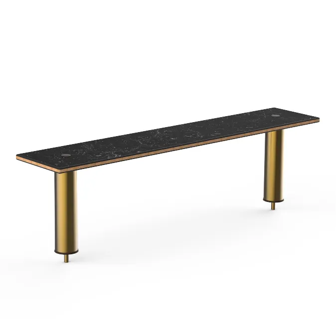 Steelite MGCIAF07MBXX 47" Modular Buffet Table, Nero Marquina Marble BHP Laminate Top, Brushed Brass, 9-1/2"D x 12-1/2"H