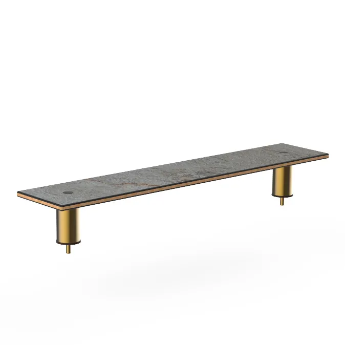 Steelite MGCIAF08GBXX 47" Buffet Table, Grey Slate BHP Laminate, Brushed Brass, 9-1/2"D x 6-1/2"H