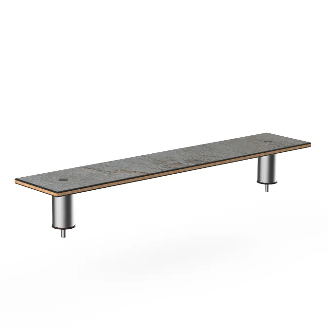 Steelite MGCIAF08GSXX 47" Buffet Table, Grey Slate Laminate Top, Brushed Stainless Steel, 9-1/2"D x 6-1/2"H