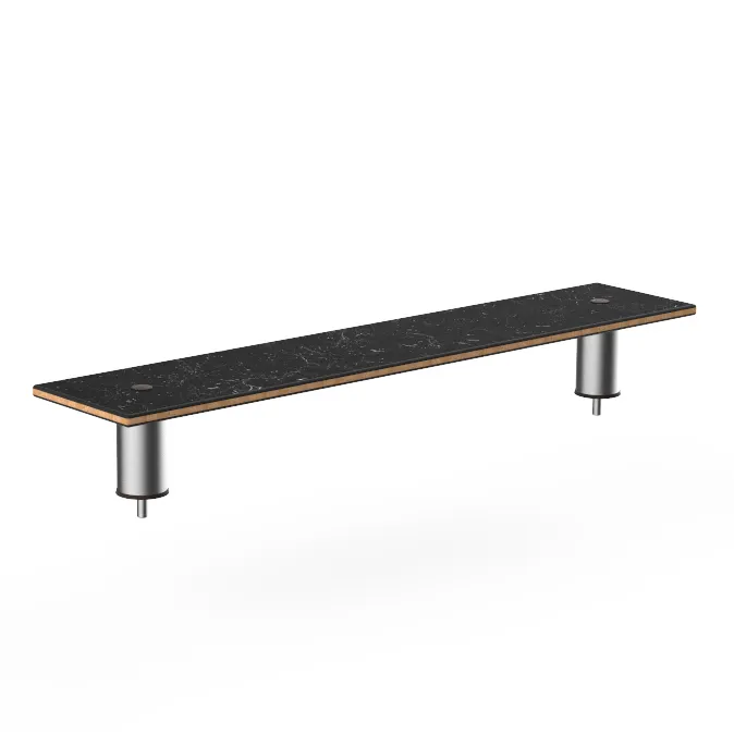 Steelite MGCIAF08MSXX 47" Buffet Table, Nero Marquina Marble BHP Laminate, Brushed Stainless Steel, 9-1/2"D x 6-1/2"H