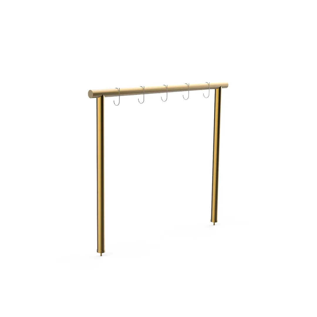 Steelite MGCIAM02XBXX Modular Arch Rack Buffet Table, 71" x 3" x 61"H, Stainless Steel, Brushed Brass, 5 Hooks