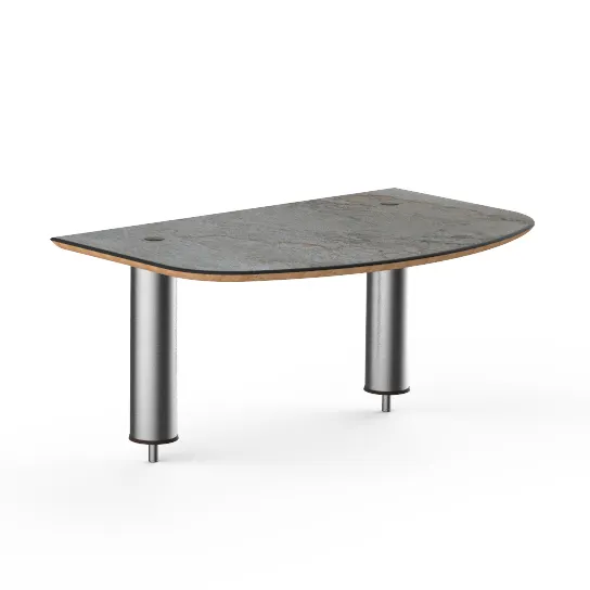 Steelite MGCIAY01GSXX 29"W x 19"D x 12.5"H Grey Slate Laminate Buffet Shelf with Brushed Stainless Steel Legs