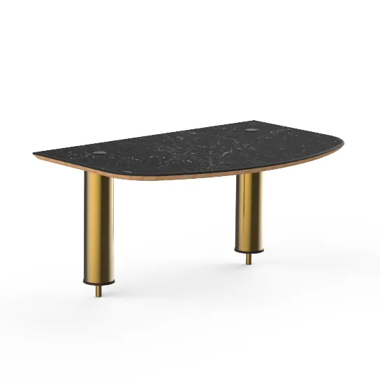 Steelite MGCIAY01MBXX Modular Classic Side Shelf, 29.5"W x 19"D x 12.5"H, Nero Marquina Marble BHP Laminate, Brushed Brass Legs