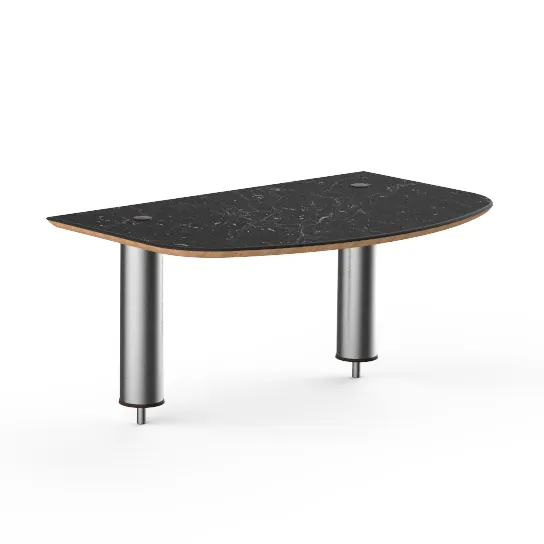 Steelite MGCIAY01MSXX 29" Buffet Side Shelf, Nero Marquina Marble BHP Laminate, Brushed Stainless Steel Legs