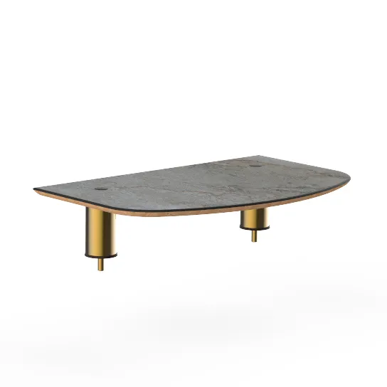 Steelite MGCIAY02GBXX Modular Classic Buffet Side Shelf, 29"W x 19"D x 6.5"H, Grey Slate BHP Laminate Top, Brushed Brass Legs