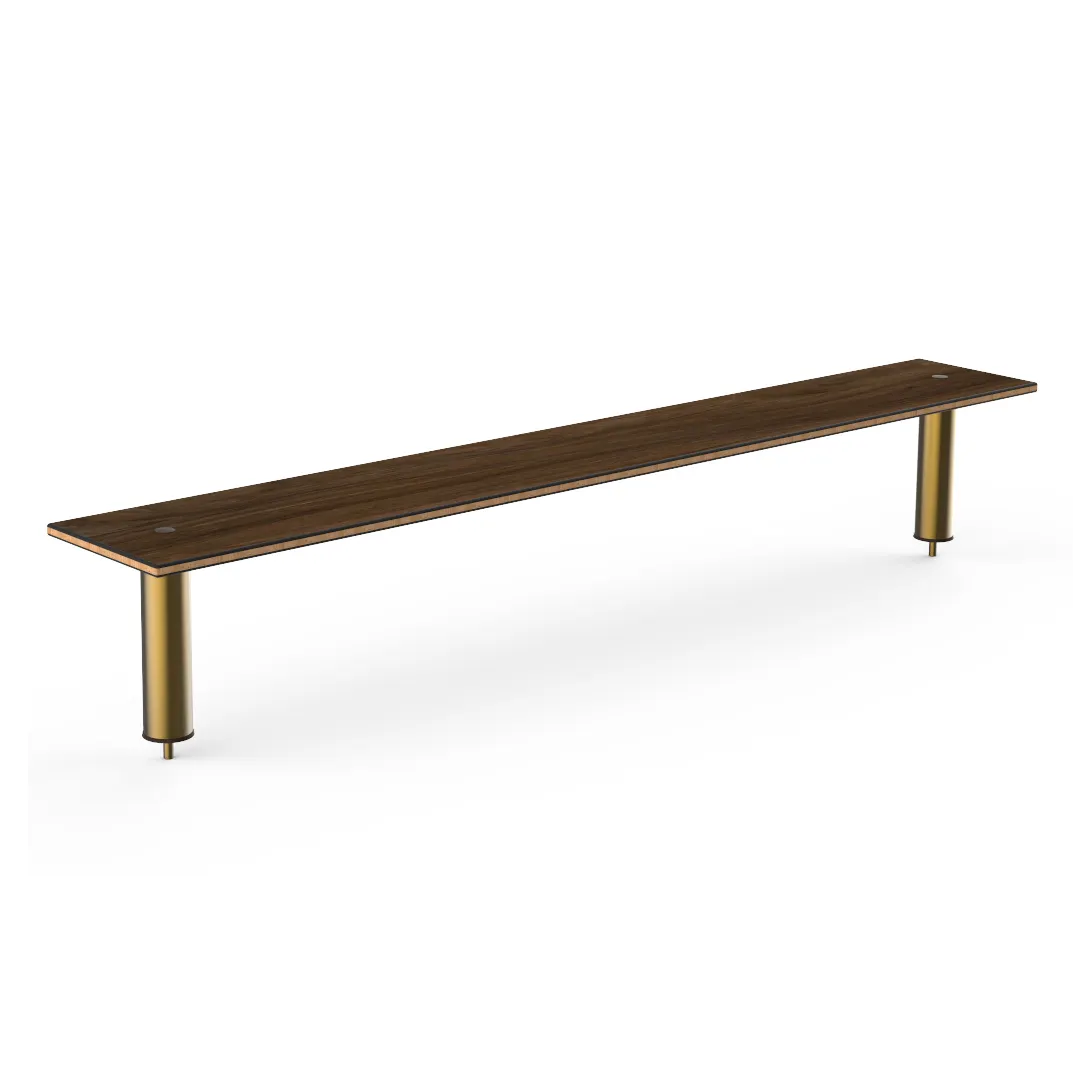 Steelite MGCIAY03WBXX 80" Bengali Mango Wood Buffet Table, 12"D x 12.5"H, Brushed Brass Legs