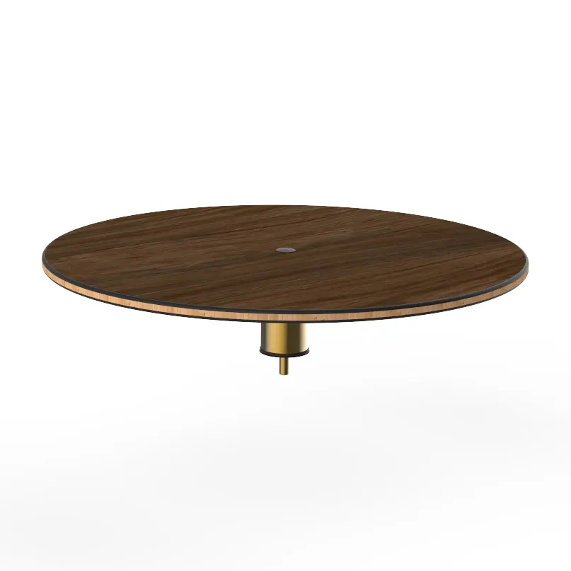 Steelite MGCIAY04WBXX 30" Round Bengali Mango Wood Buffet Table, 6.5"H, Bamboo Core Top, Brushed Brass