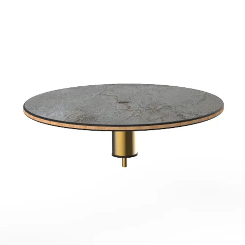 Steelite MGCIAY05GBXX 24" Round Gray Slate BHP Laminate Buffet Table, 6-1/2"H, Brushed Brass, Bamboo Core