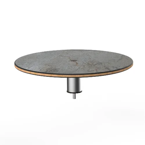 Steelite MGCIAY05GSXX 24" Round Gray Slate BHP Laminate Buffet Table, 6-1/2"H, Brushed Stainless Steel