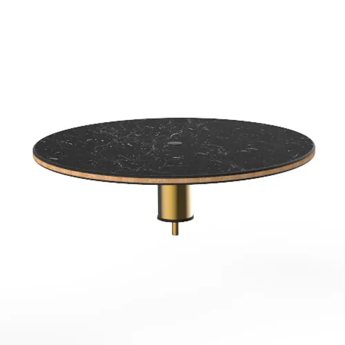 Steelite MGCIAY05MBXX 24" Round Nero Marquina Marble BHP Laminate Buffet Table, 6-1/2"H, Brushed Brass