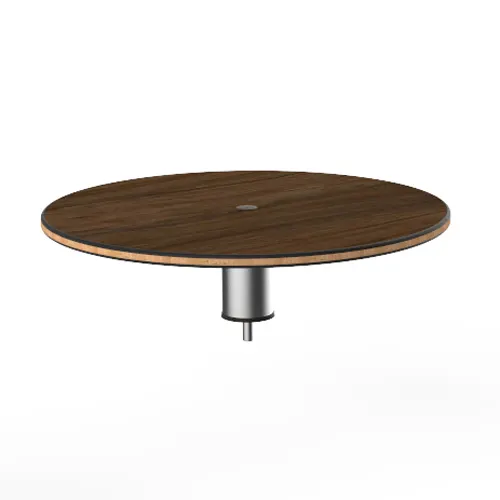 Steelite MGCIAY05WSXX 24" Round Bengali Mango Wood Buffet Table, 6-1/2"H, Brushed Stainless Steel
