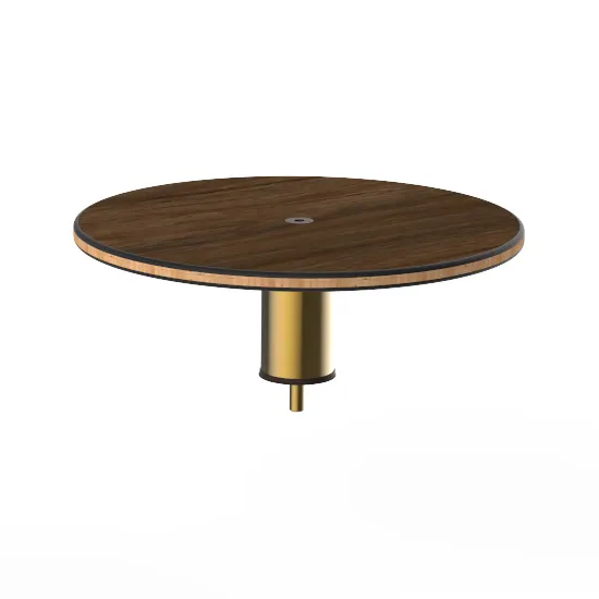 Steelite MGCIAY06WBXX 18" Round Bengali Mango Wood Buffet Table, 6-1/2"H, Bamboo Core, Brushed Brass