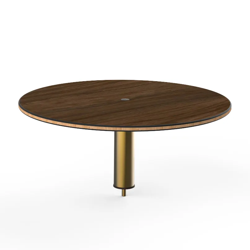 Steelite MGCIAY07WBXX 30" Round Bengali Mango Wood Buffet Table, 12.5"H, Bamboo Core, Brushed Brass