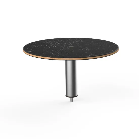 Steelite MGCIAY08MSXX 24" Round Nero Marquina Marble BHP Laminated Buffet Table
