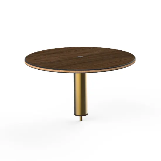 Steelite MGCIAY08WBXX 24" Round Bengali Mango Wood Buffet Table, 12.5"H, BHP Laminate with Bamboo Core, Brushed Brass