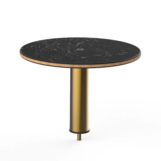 Steelite MGCIAY09MBXX Mogogo Buffet Solutions Modular High Display Shelf, 18" dia. x 12-1/2"H, Nero Marquina marble BHP laminate top