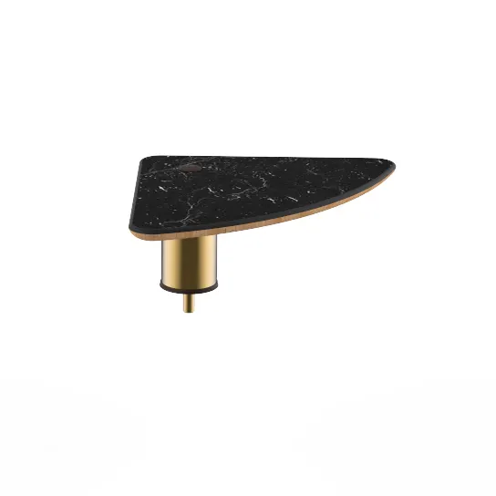 Steelite MGCIAY11MBXX 14x14x6.5in Triangular Buffet Table, Nero Marquina Marble BHP Laminate, Brushed Brass