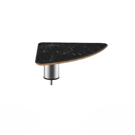 Steelite MGCIAY11MSXX 14x14x6.5in Triangular Buffet Shelf, Nero Marquina Marble BHP Laminate Top, Brushed Stainless Steel