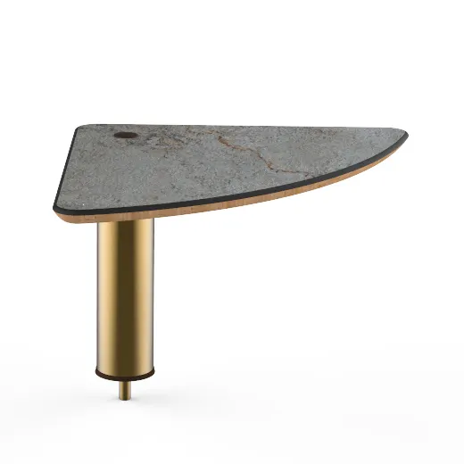 Steelite MGCIAY12GBXX 17"x17"x12.5"H Triangular Buffet Table, Grey Slate BHP Laminate Top, Brushed Brass