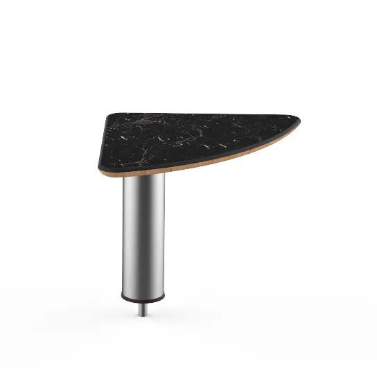 Steelite MGCIAY13MSXX 14x14x12.5in Triangular Buffet Shelf, Nero Marquina Marble BHP Laminate Top, Brushed Stainless Steel