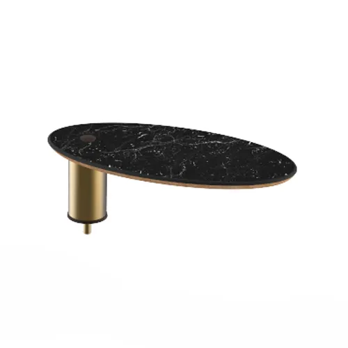 Steelite MGCIAY14MBXX 20" x 10" x 6-1/2"H Oval Nero Marquina Marble BHP Laminate Buffet Table