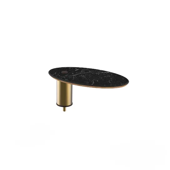 Steelite MGCIAY15MBXX 16" x 8" x 6-1/2"H Oval Buffet Table, Nero Marquina Marble BHP Laminate Top