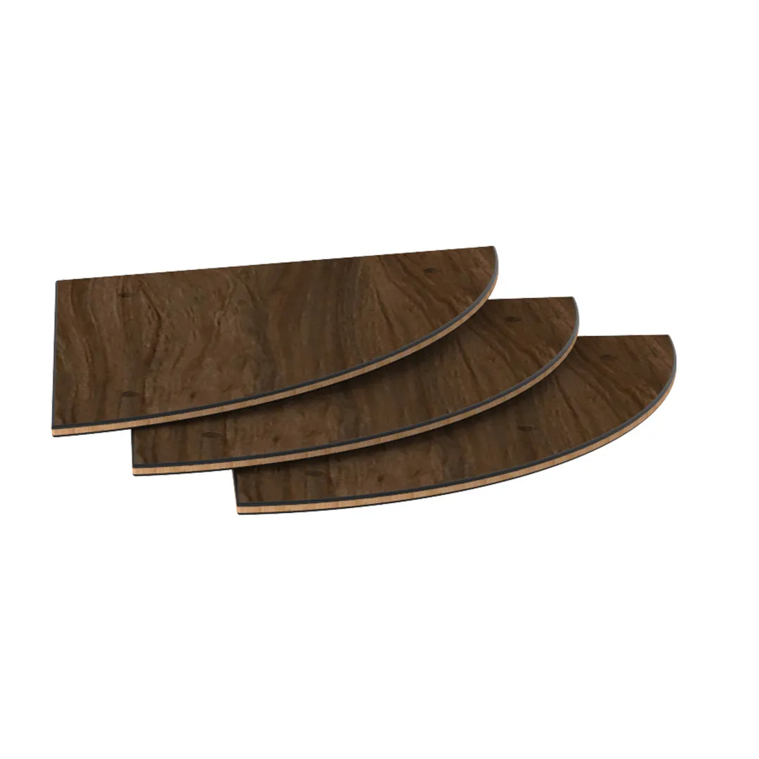 Steelite MGCILX01WXXX 29" Triangular Buffet Table Set, Bengali Mango Wood BHP Laminate Top, Brushed Stainless Steel