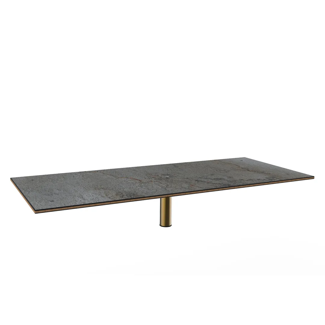 Steelite MGCITB01GBXX 71" x 29-1/2" Grey Slate BHP Laminate Buffet Table with Brushed Brass Segment