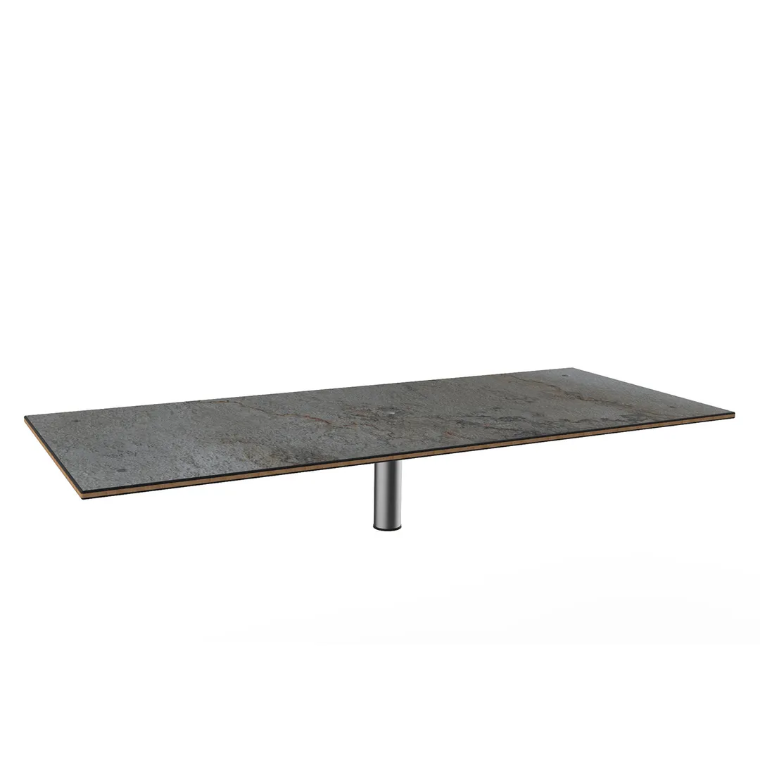 Steelite MGCITB01GSXX 71" x 29.5" Grey Slate BHP Laminate Buffet Tabletop with Bamboo Core and Brushed Stainless Steel