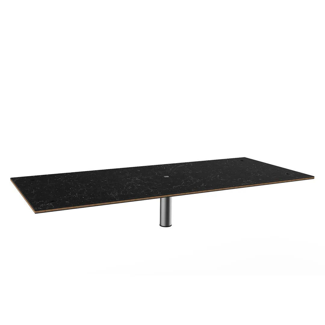 Steelite MGCITB01MSXX 71" x 29.5" Rectangular Buffet Table, Nero Marquina Marble BHP Laminate Top, Brushed Stainless Steel